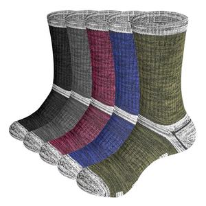 5PM1908 Male Wicking Cushion Cotton Crew Casual Athletic Sports Hiking Socks (5 Pairs/Pack)