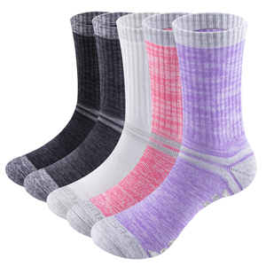 5PW1501 Female Comfort Combed Cotton Cushioned Crew Golf Walking Running Athletic Socks(5 Pairs)