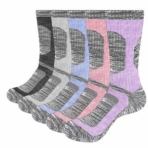 YUEDGE Mens Cotton Rich Cushion Solid Crew Socks Outdoor Athletic Hiking Sports Socks Work Socks 5 Pairs Pack 6-13 