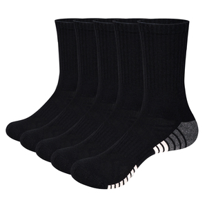 5PM2325 Mens Training Crew Socks Moisture Wicking Cushioned Breathable Cotton Casual Sports Socks