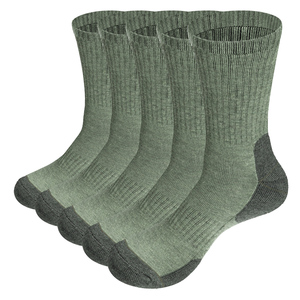 5PM1803 Male Cushioned Crew Mid Calf Work Boot Socks(5 Pairs/Pack)