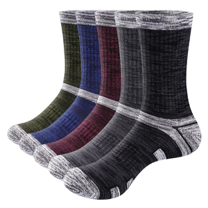 5PM1908 Male Wicking Cushion Cotton Crew Casual Athletic Sports Hiking Socks (5 Pairs/Pack)