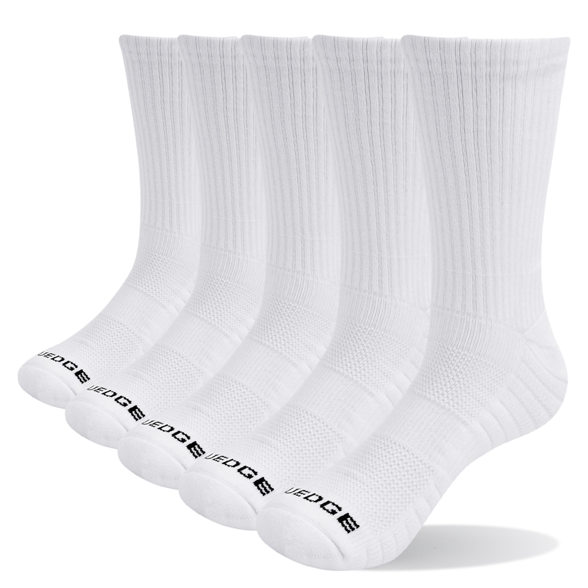 5PW1901 Breathable Cushion Combed Cotton Crew Socks(5 Pairs /Packs)