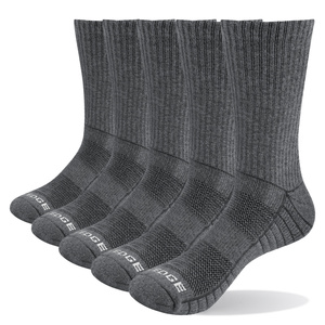 5PM1901 Breathable Cushion Combed Cotton Crew Socks(5 Pairs /Packs)