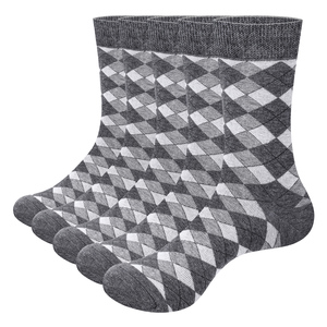 5PM2329 Men's Dress Socks Breathable Cotton Lightweight Patterned Socks For Men, 5 Pairs