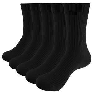 5PM2201 Men's Plain Breathable Everyday Thin Socks Soft Top Ribbed Casual Formal Business Sock