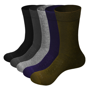 5PM1906 Male Moisture Wicking Breathable Soft Cotton Socks Plain Business Dress Socks( 5 Pairs/Pack)