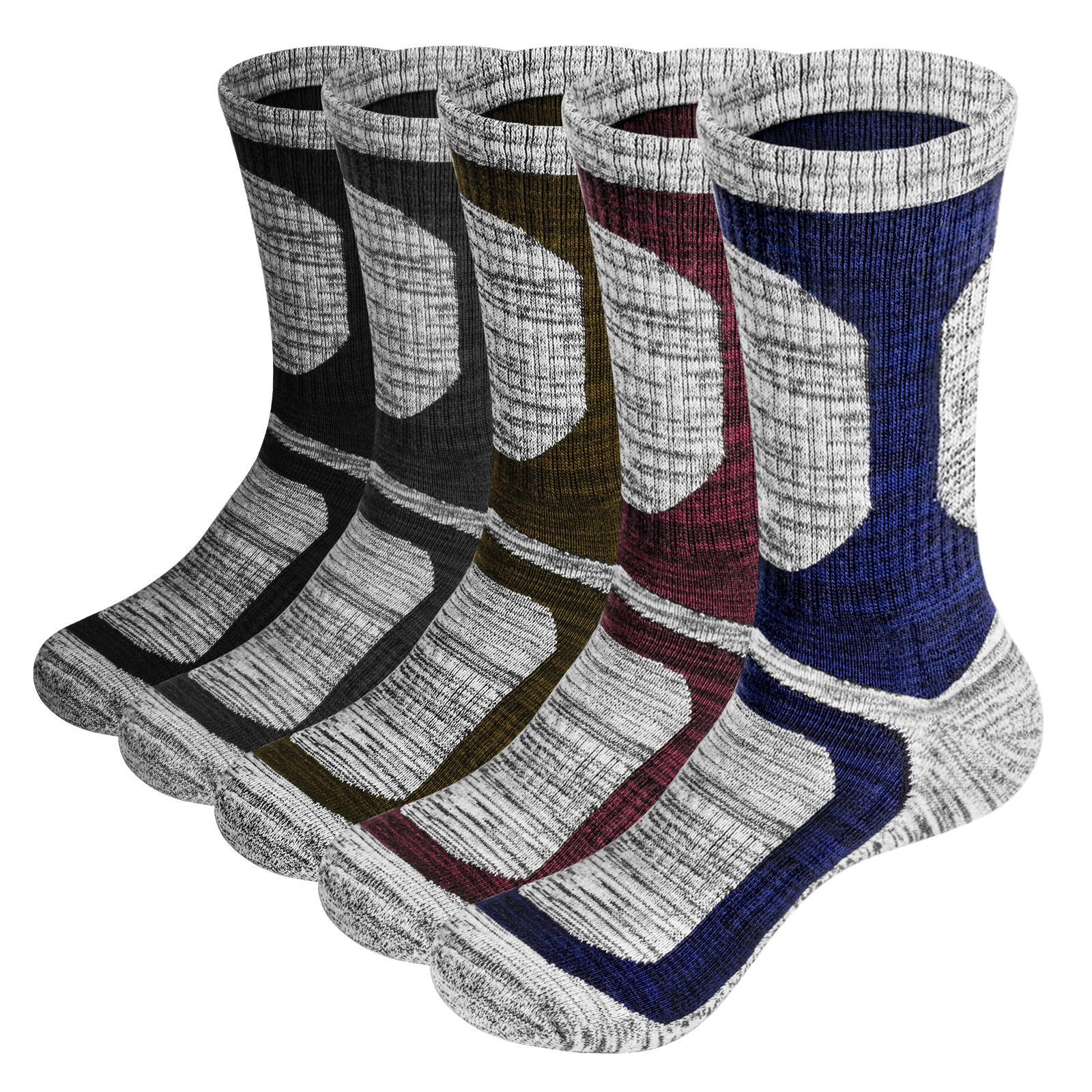 5PM2117 Men's Hiking Walking Socks Cushion Crew Athletic Gym Sports Socks Thick Thermal Cotton Socks