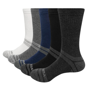 5PM1501 Men's Cushion Combed Cotton Crew Socks Athletic Hiking Socks Boot Socks(5 Pairs/Pack）