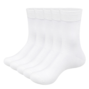 5PW1906 Breathable Lightweight Soft Cotton Socks Mid Calf Basic Socks( 5 Pairs/Pack)