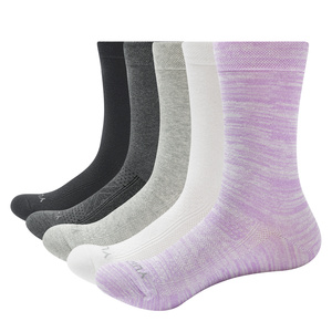 5PW1906 Breathable Lightweight Soft Cotton Socks Mid Calf Basic Socks( 5 Pairs/Pack)